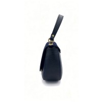 Borsa a Mano e Tracolla in Pelle e Camoscio Blu – Eleganza Minimal con Dettagli Dorati