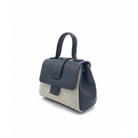 Borsa in Pelle Martellata e Tessuto Naturale – Eleganza Made in Italy