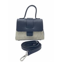 Borsa in Pelle Martellata e Tessuto Naturale – Eleganza Made in Italy