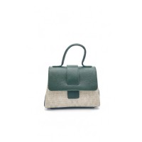 Borsa in Pelle Martellata e Tessuto Naturale – Eleganza Made in Italy