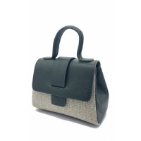 Borsa in Pelle Martellata e Tessuto Naturale – Eleganza Made in Italy