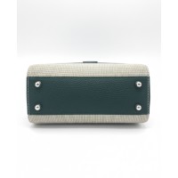 Borsa in Pelle Martellata e Tessuto Naturale – Eleganza Made in Italy