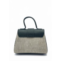 Borsa in Pelle Martellata e Tessuto Naturale – Eleganza Made in Italy