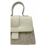 Borsa in Pelle Martellata e Tessuto Naturale – Eleganza Made in Italy