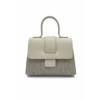 Borsa in Pelle Martellata e Tessuto Naturale – Eleganza Made in Italy