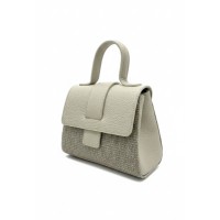Borsa in Pelle Martellata e Tessuto Naturale – Eleganza Made in Italy