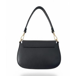 Borsa Elegante in Pelle Nera – Tracolla Regolabile e Dettagli Oro