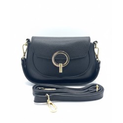 Borsa Elegante in Pelle Nera – Tracolla Regolabile e Dettagli Oro