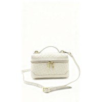 Borsa a Tracolla in Pelle Intrecciata Avorio – Lusso Minimalista con Dettagli Dorati