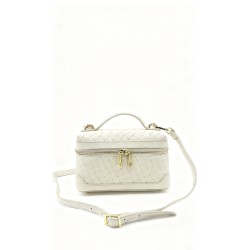 Borsa a Tracolla in Pelle Intrecciata Avorio – Lusso Minimalista con Dettagli Dorati