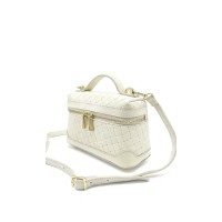 Borsa a Tracolla in Pelle Intrecciata Avorio – Lusso Minimalista con Dettagli Dorati