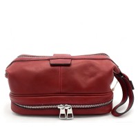 Beauty Case in Vera Pelle Conciata al Vegetale Rosso – Made in Italy