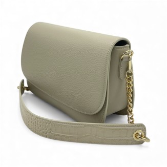 Borsa a Spalla In pelle Rossa Con Tracolla In Catena e In Pelle Effetto Cocco