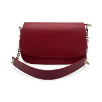 Borsa a Spalla In pelle Rossa Con Tracolla In Catena e In Pelle Effetto Cocco