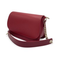 Borsa a Spalla In pelle Rossa Con Tracolla In Catena e In Pelle Effetto Cocco