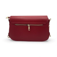 Borsa a Spalla In pelle Rossa Con Tracolla In Catena e In Pelle Effetto Cocco