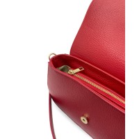 Borsa a Spalla In pelle Rossa Con Tracolla In Catena e In Pelle Effetto Cocco