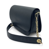 Borsa a Spalla In pelle Rossa Con Tracolla In Catena e In Pelle Effetto Cocco