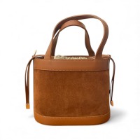 Borsa Bucket Suede Mini Colo Cuoio