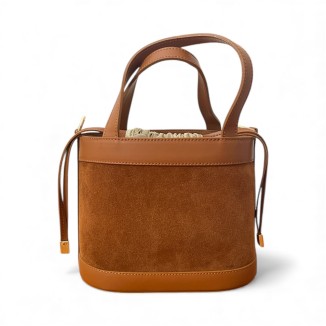 Borsa Bucket Suede Mini Colo Cuoio