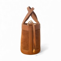Borsa Bucket Suede Mini Colo Cuoio