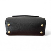 Borsa a Mano in Pelle con Manico in Bambù