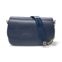 Borsa a Spalla In pelle Rossa Con Tracolla In Catena e In Pelle Effetto Cocco