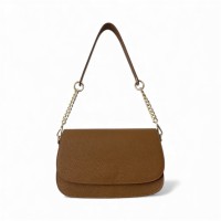 Borsa a Spalla In pelle Rossa Con Tracolla In Catena e In Pelle Effetto Cocco