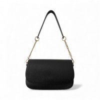 Borsa a Spalla In pelle Rossa Con Tracolla In Catena e In Pelle Effetto Cocco