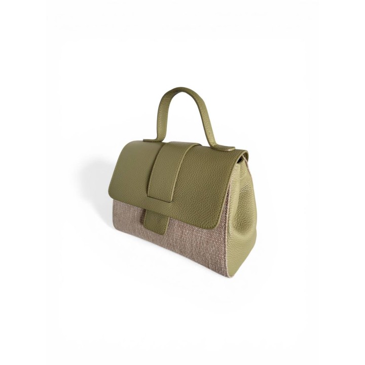 Borsa Alice M. Rafia I Borsa a Tracolla in Pelle Martellata I Made in Italy I Floren Leather