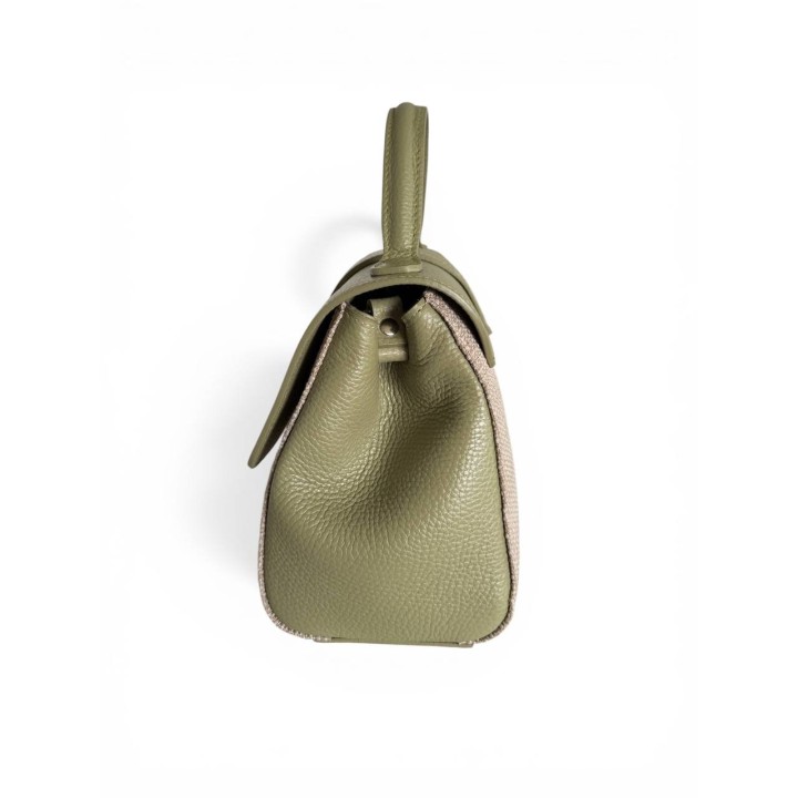 Borsa Alice M. Rafia I Borsa a Tracolla in Pelle Martellata I Made in Italy I Floren Leather