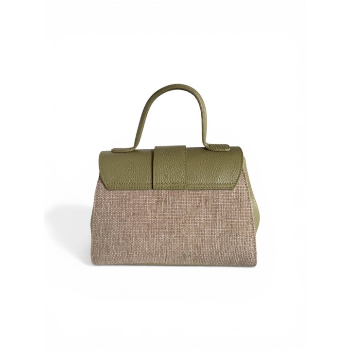 Borsa Alice M. Rafia I Borsa a Tracolla in Pelle Martellata I Made in Italy I Floren Leather