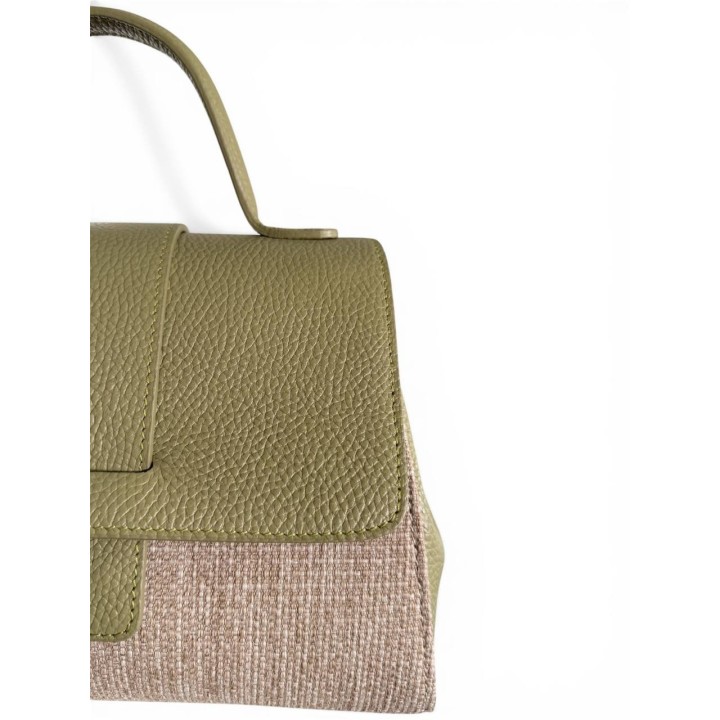 Borsa Alice M. Rafia I Borsa a Tracolla in Pelle Martellata I Made in Italy I Floren Leather