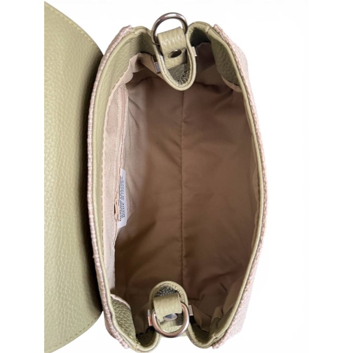 Borsa Alice M. Rafia I Borsa a Tracolla in Pelle Martellata I Made in Italy I Floren Leather