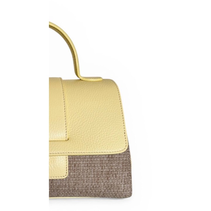 Borsa Alice M. Rafia I Borsa a Tracolla in Pelle Martellata I Made in Italy I Floren Leather